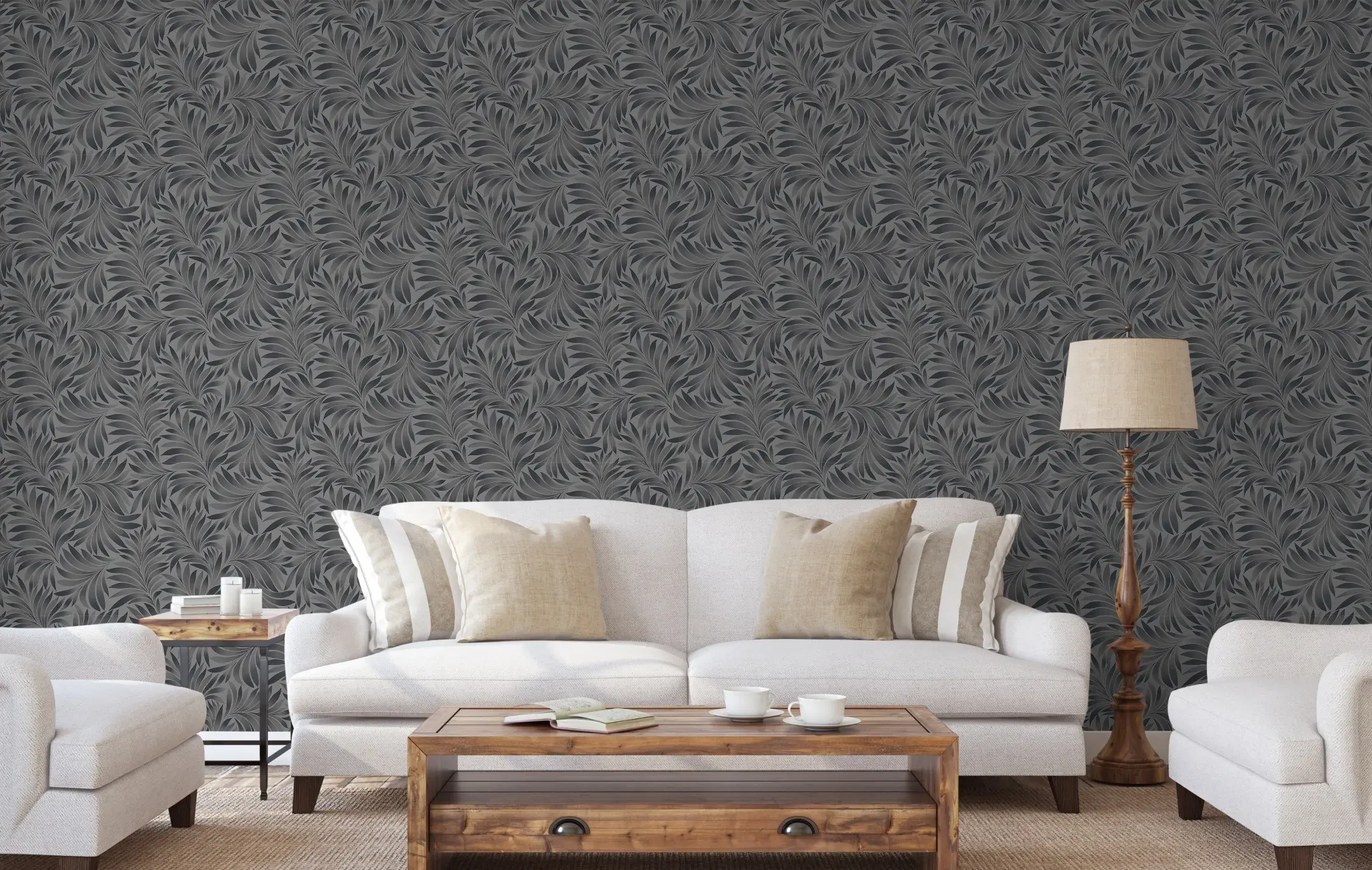 Gray Embossed Wallpaper – Flocked Velvet (7812-4)